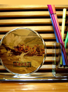 红军强渡大渡河摆设纪念品礼物收藏品模型礼品长征水晶笔筒摆件