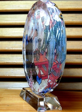 桃园三结义工艺品刘备纪念品关羽收藏品三国演义礼物张飞水晶摆件