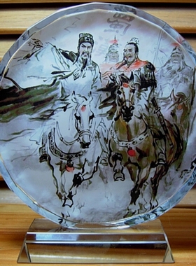 刘备诸葛亮模型三国演义水晶摆件