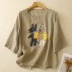 ເສື້ອຍືດແຂນສັ້ນກາຕູນ Retro ພິມ linen ສໍາລັບແມ່ຍິງໃນຊ່ວງລຶະເບິ່ງຮ້ອນແບບບາງໆວ່າງເສື້ອຍືດຂະຫນາດຂະຫນາດໃຫຍ່ trendy ຫຼຸດອາຍຸສູງສຸດ