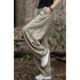 ຝ້າຍແລະ linen tie-dye distressed ຝ້າຍແລະ linen trousers ຂາກ້ວາງສໍາລັບແມ່ຍິງໃນ summer, ສິນລະປະແລະ versatile, ວ່າງ, lazy, ບາດເຈັບແລະທັນສະໄຫມ bloomers