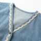 Japanese forest embroidered V-neck denim vest jacket for women with lace splicing waistcoat layered outer top trendy