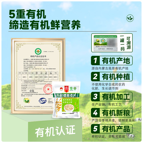 纯素有机燕麦片健康营养无蔗糖无五辛杂粮裸燕麦早餐代餐她念她乡 - 图1