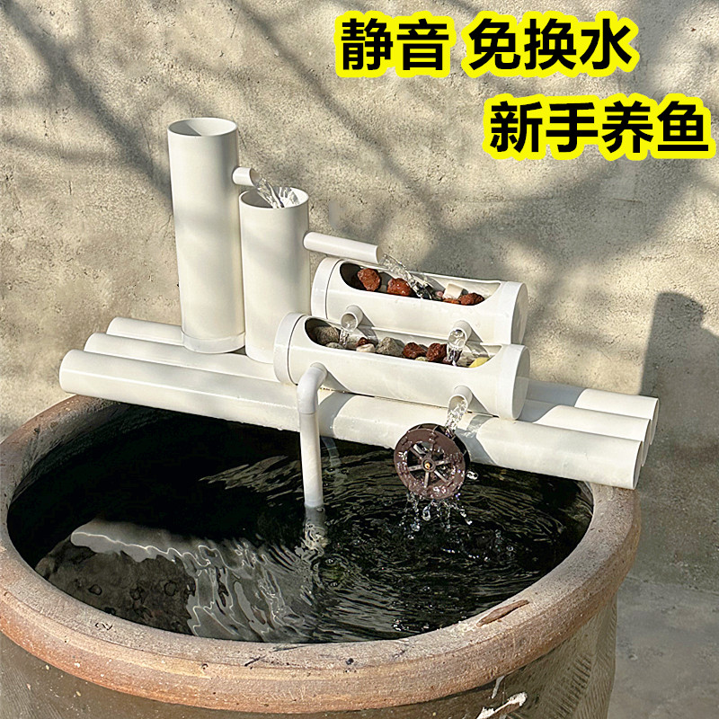 老式造景养鱼缸过滤流水摆件假山喷泉循环水静音全自动增氧潜水泵