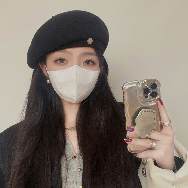 2025羊毛呢大头围贝雷帽女秋冬季新款韩版网红显脸小保暖画家帽,淘宝优惠券,粉丝福利购,淘宝优惠卷