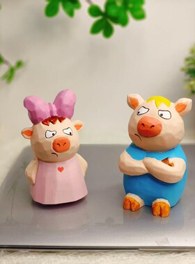 木制工艺品创意小猪公仔木制玩
