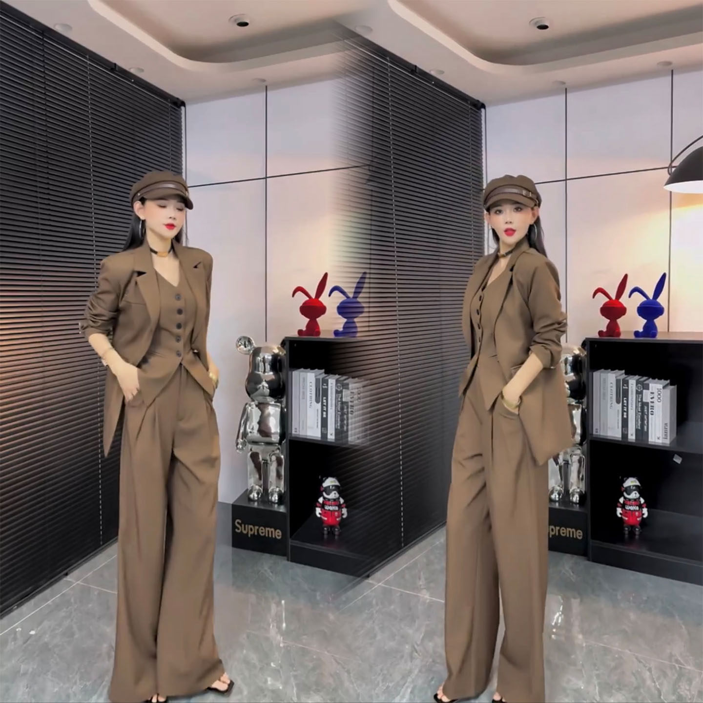 2025秋季新款时尚套装女西装外套+吊带背心+阔腿裤三件套韩系穿搭,淘宝优惠券,粉丝福利购,淘宝优惠卷