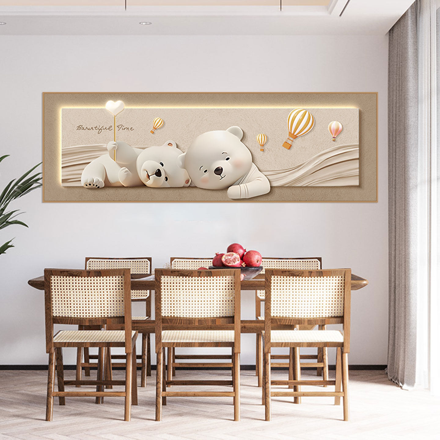 新款可爱奶油风小熊自粘贴画高级感主卧床头贴画儿童房间温馨壁画,淘宝优惠券,粉丝福利购,淘宝优惠卷