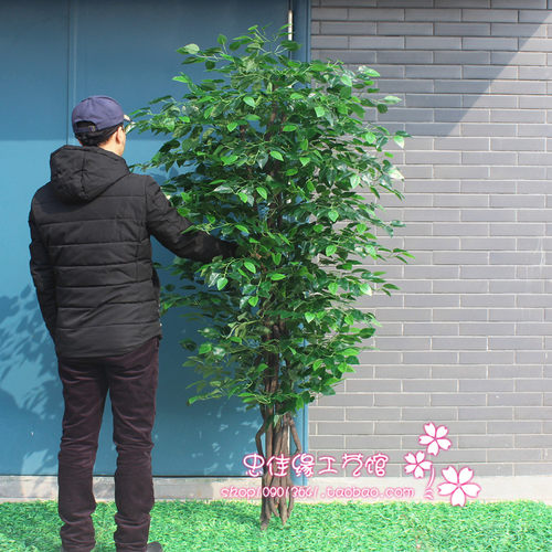 人造发财树树仿真榕树大型假树舞台道具模型树绿色室内景观布景树 - 图1