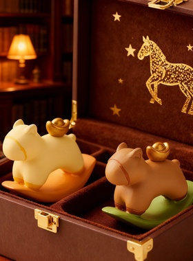 新中式树脂小马摆件礼盒乔迁送礼
