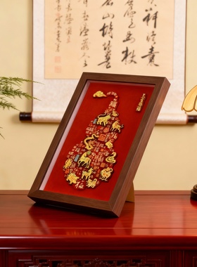 新中式木质动物雕刻桌面摆件