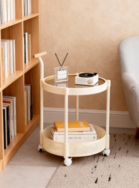 极简塑料圆形客厅可移动收纳架