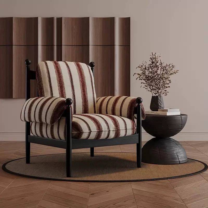 复古怀旧实木庭院凳条纹坐垫框架结构客厅椅子,淘宝优惠券,粉丝福利购,淘宝优惠卷