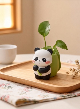 创意呆萌熊猫毛绒钥匙扣桌面摆件