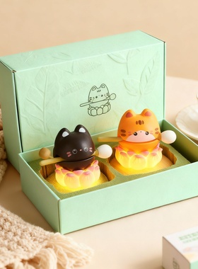 萌宠猫咪树脂发光桌面摆件礼盒