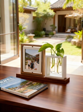 新中式木质几何桌面摆件礼盒装