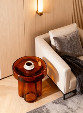 轻奢玻璃几何茶几边几客厅