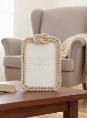 北欧树脂绳索边框相框情人节摆件