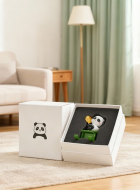 可爱熊猫树脂桌面摆件手机支架