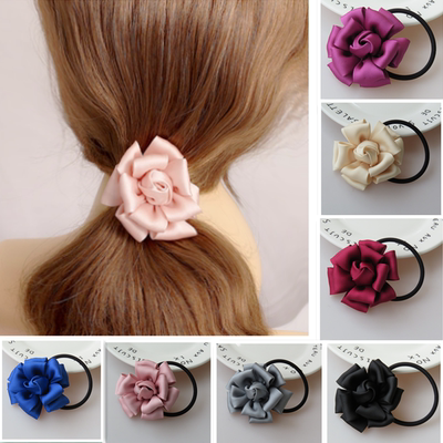 韩国新款花朵发绳手工布艺珍珠头花发圈