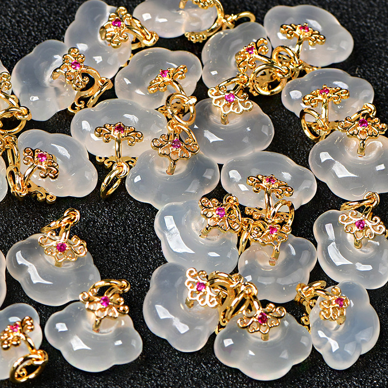 天然白玛瑙如意吊坠diy手工串珠水晶项链饰品散珠荔枝洞手链滴溜,淘宝优惠券,粉丝福利购,淘宝优惠卷