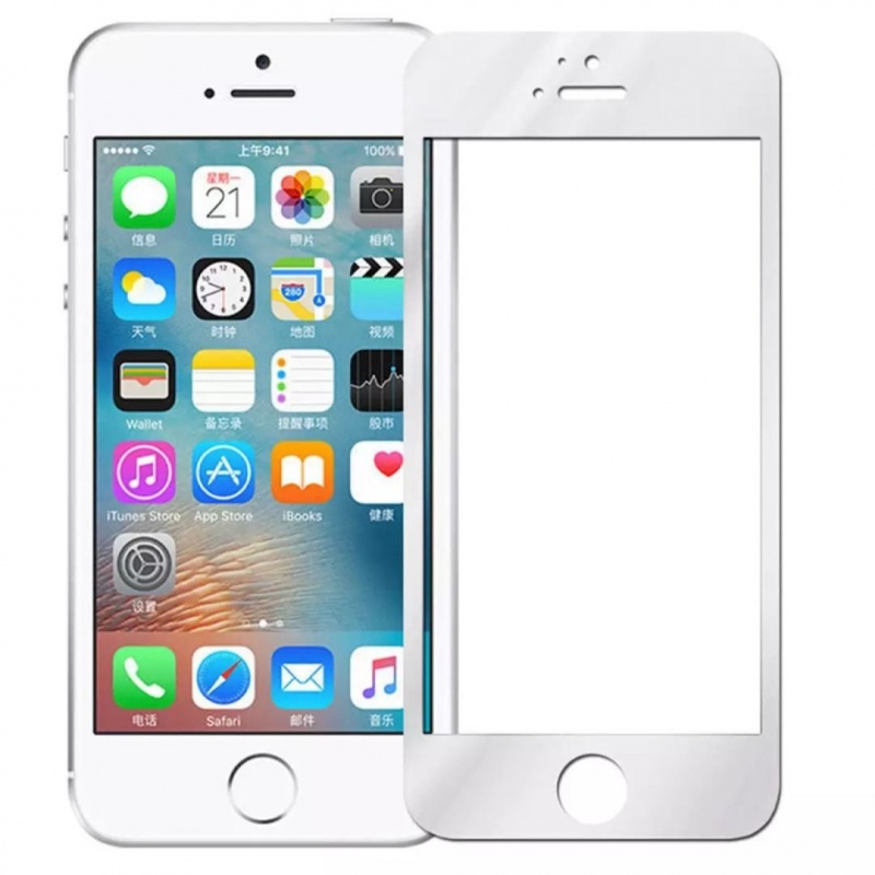 适用苹果iPhone5s/5c手机钢化膜SE全屏覆盖防爆保护彩膜黑白色5S - 图1