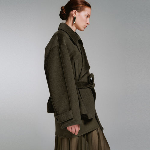 UR国内2025冬季女装琥珀流光风腰带含羊毛毛呢外套UWJ150112 - 图2