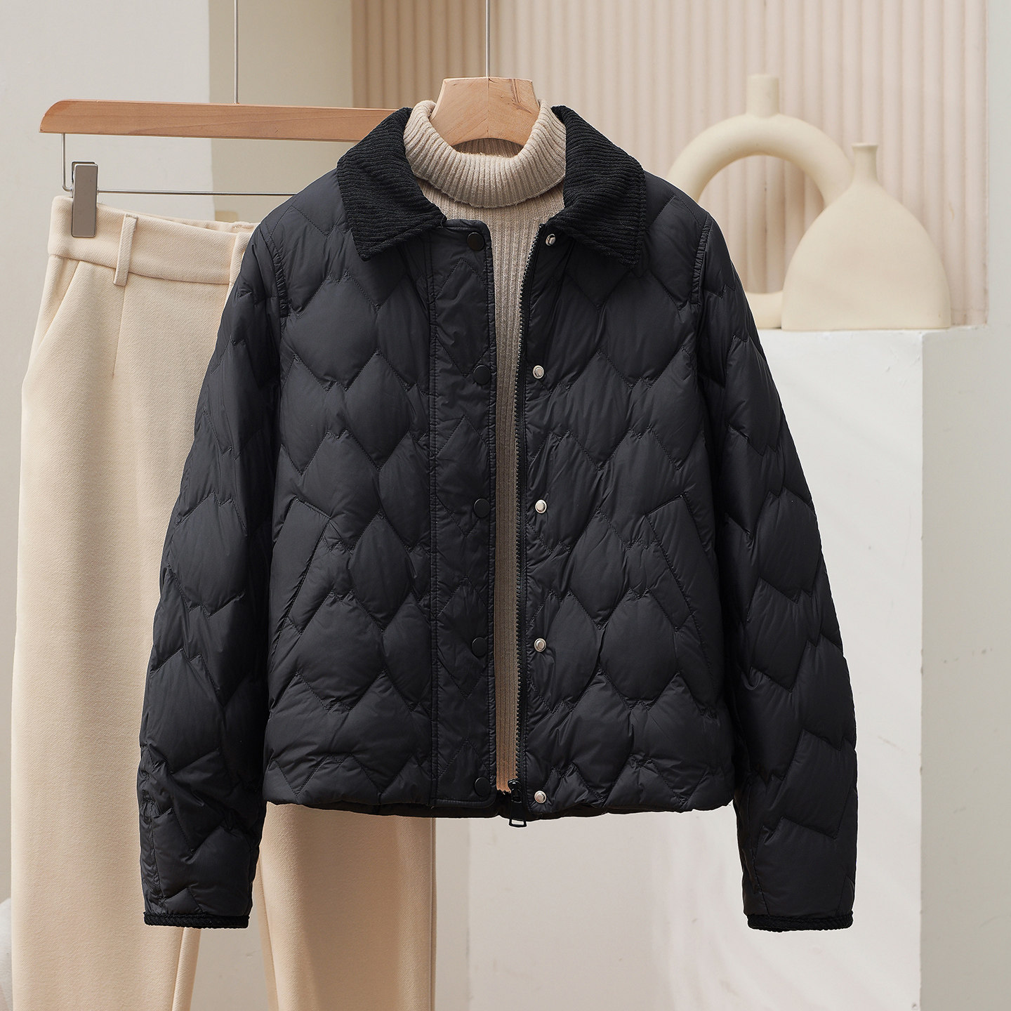 2025秋冬款羽绒服女轻薄小个子短款宽松翻领时尚90白鸭绒外套女潮,淘宝优惠券,粉丝福利购,淘宝优惠卷