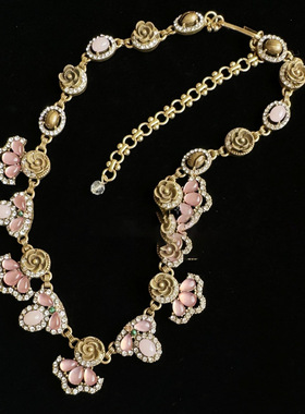 中古风树脂花朵吊坠项链轻奢高级