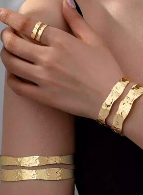 跨境欧美复古简约圆形手镯三件套