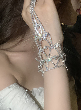 超闪镶钻一体式戒指手链欧美时尚