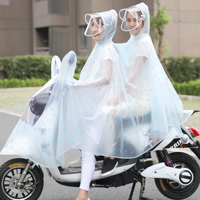 雙人韓國時尚電車摩托車電動自行車母子透明雨衣成人男女網紅雨披