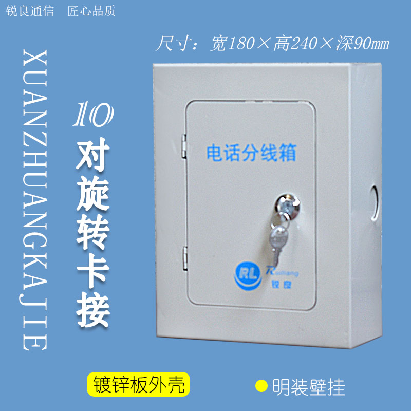 锐良通信语音电话分线箱10对旋卡室内壁挂式明装分线盒电话配线箱 - 图0