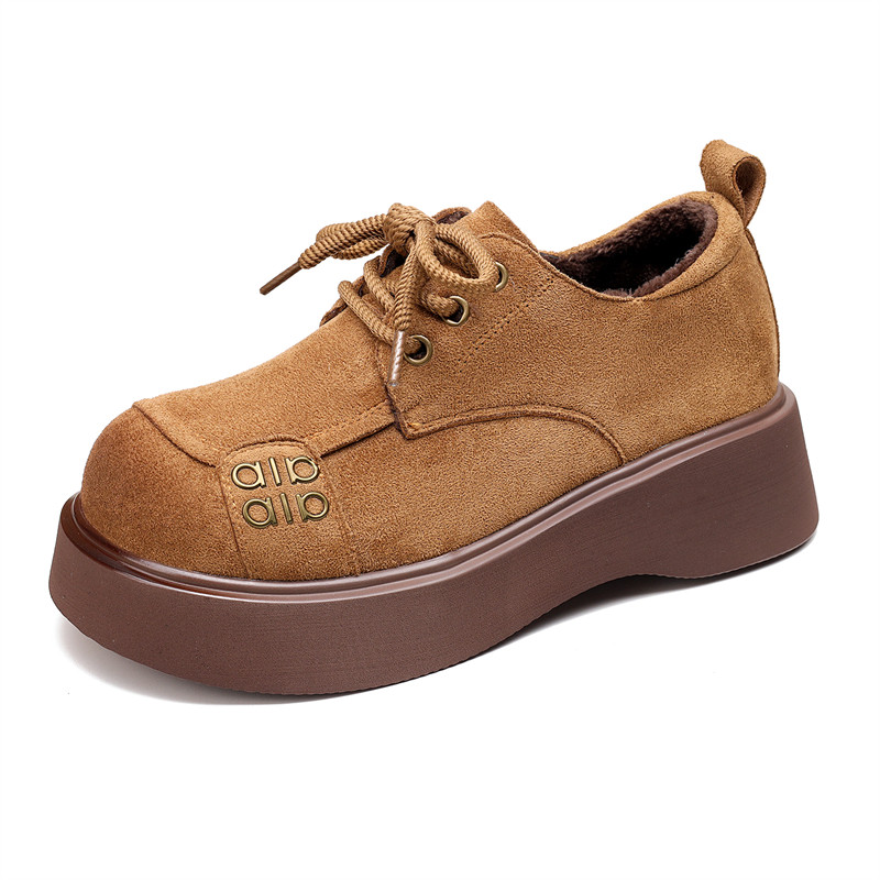 英伦风厚底勃肯鞋女2025年秋冬季保暖系带增高短靴百搭气质乐福鞋,淘宝优惠券,粉丝福利购,淘宝优惠卷