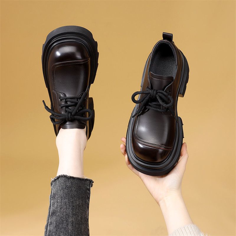 厚底小皮鞋女2026秋冬新款增高防水小个子短靴软底舒适显瘦乐福鞋,淘宝优惠券,粉丝福利购,淘宝优惠卷