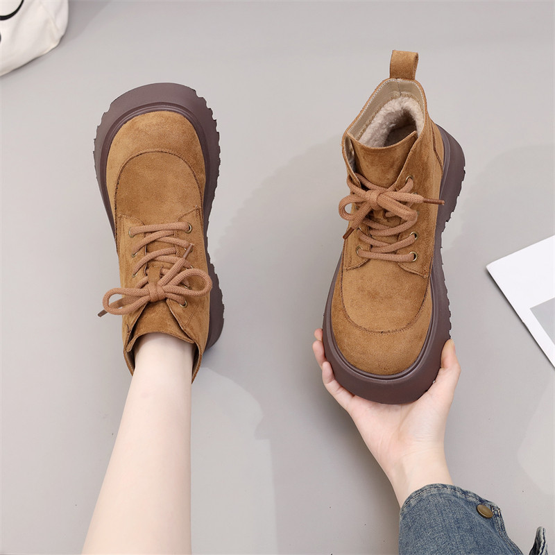 厚底加绒马丁靴女2025秋冬季新款英伦风系带女靴防滑软底圆头短靴,淘宝优惠券,粉丝福利购,淘宝优惠卷