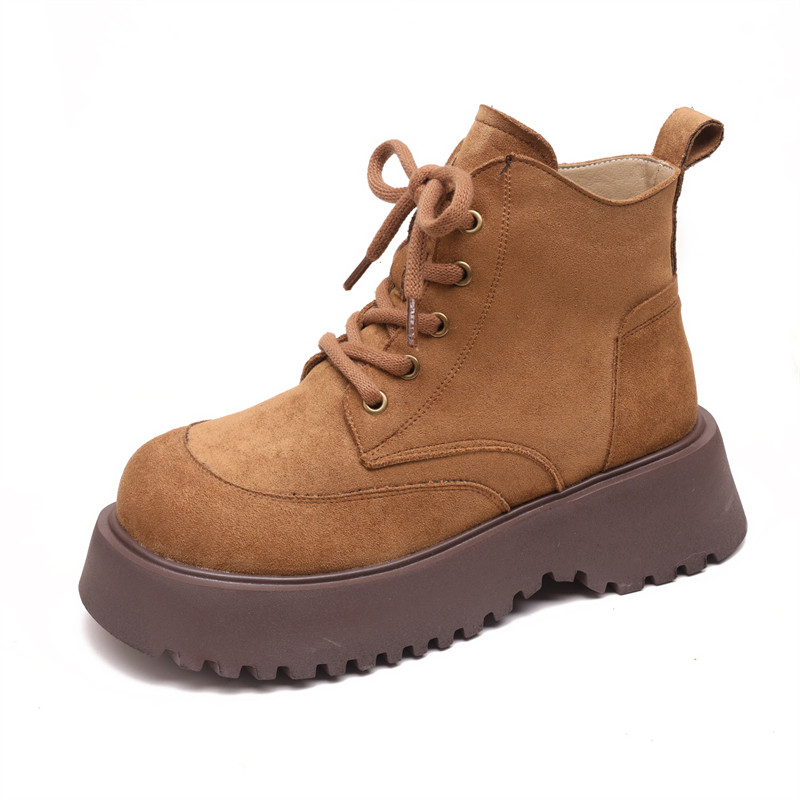 厚底加绒马丁靴女2025秋冬季新款英伦风系带女靴防滑软底圆头短靴,淘宝优惠券,粉丝福利购,淘宝优惠卷