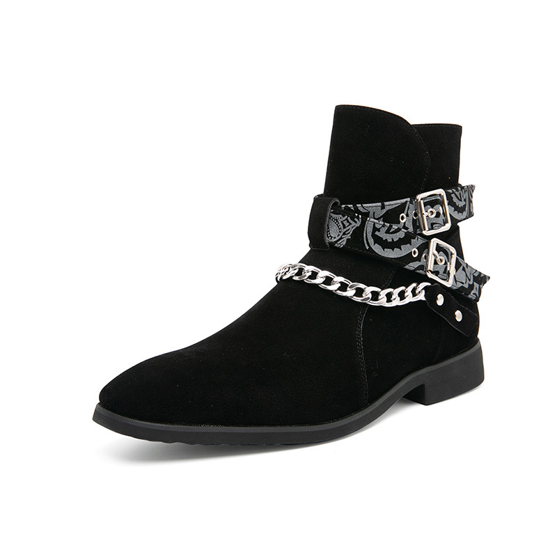 Chelsea boots men's pointed toe Martin boots hairstylist short boots