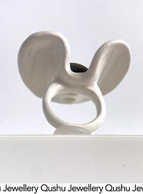 Qushu Jewellery 原创设计手工雕塑感镶嵌天然石小众感戒指