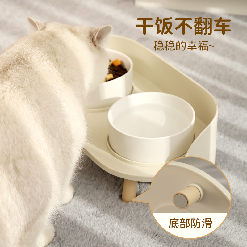 猫碗陶瓷碗食盆饭碗狗狗碗狗盆猫粮双碗护颈喝水碗防打翻宠物用品 - 图3