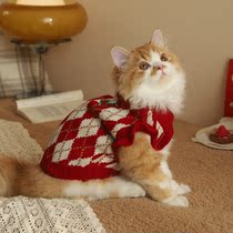 Kitty clothes Chinese New Year sweater cat puppets Puppets New Year warm pets Winter autumn and winter clothing Little cats Christmas autumn and winter