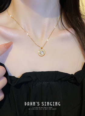 真金电镀项链女通体钛钢颈链挂件