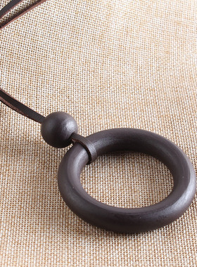 圆圈挂坠复古长款棉麻配饰毛衣链