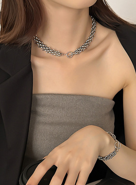 欧美风18K金不掉色古巴链项链女