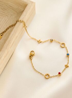 彩钻四叶花手链女镶钻18k手饰品