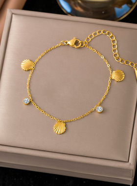 钛钢海洋风贝壳项链耳钉手链女