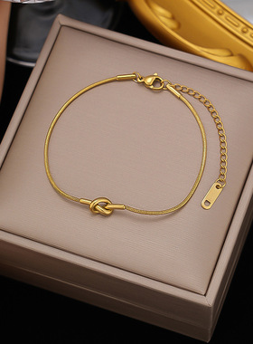 不掉色钛钢手链女18k金手饰品