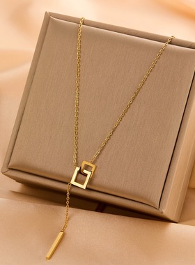 不掉色钛钢项链女爱心蝴蝶锁骨链