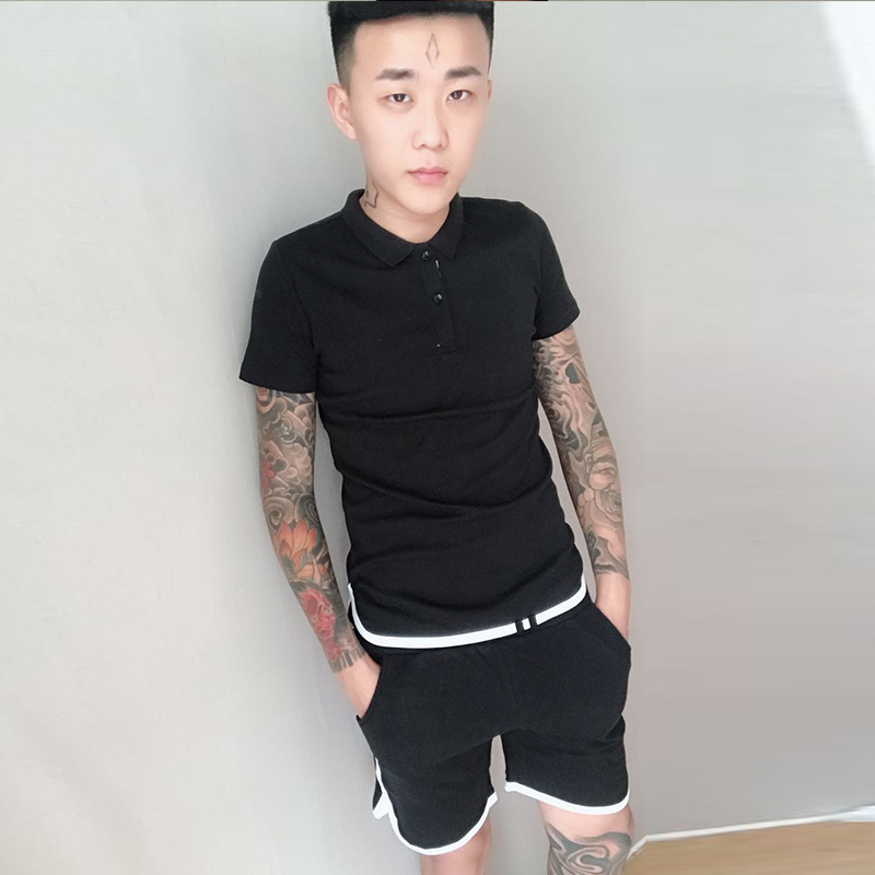 快手红人网红马辉同款套装男精神小伙短裤社会