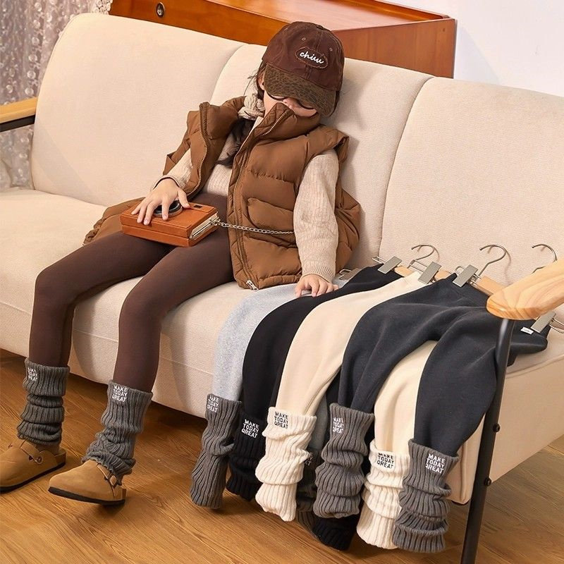 韩系童装秋冬季新女童洋气花边加绒加厚高腰裤中大童一体绒打底裤,淘宝优惠券,粉丝福利购,淘宝优惠卷